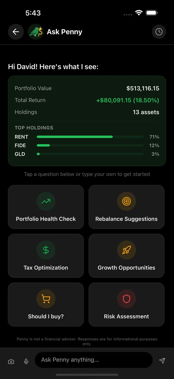 Penny AI portfolio analysis